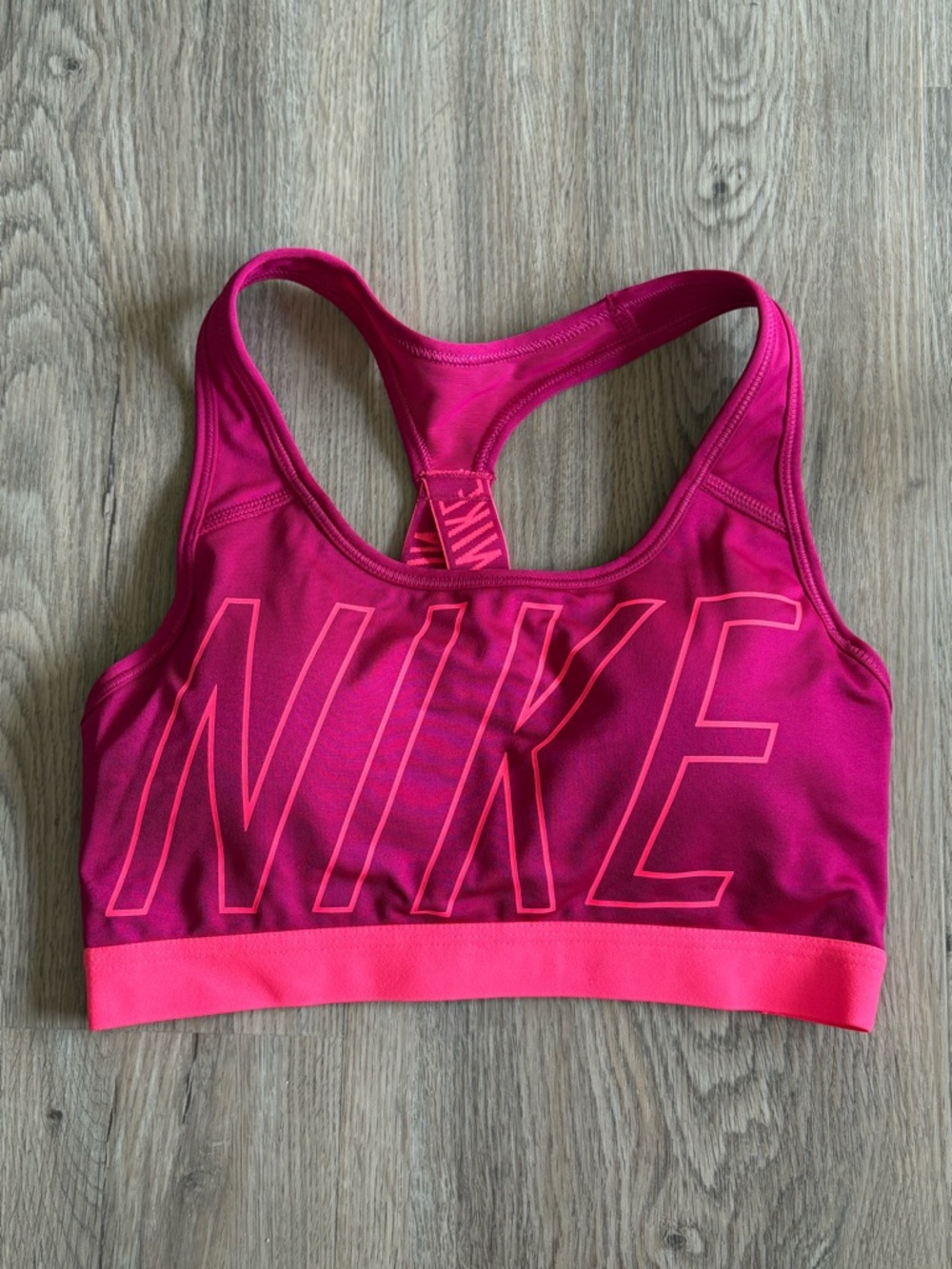 Nike Women's Fuchsia and Neon Pink Racerback Sports Bra